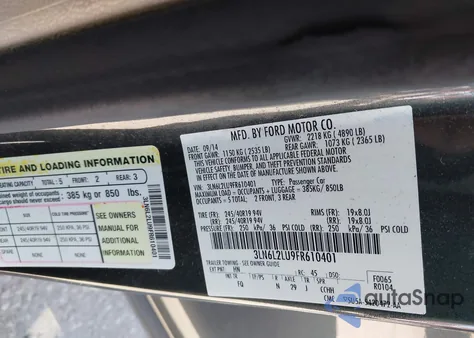 2015 Lincoln Mkz Hybrid из США, поврежденный, VIN 3LN6L2LU9FR610401